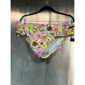 California Waves Juniors Plus Size 16/18 Floral-Print Ruched Swim Bottoms NWT